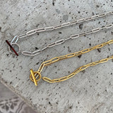 Minimalist Double Layer OT Chain Clavicle Necklace Punk Choker Collar Statement