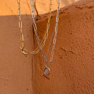 Minimalist Double Layer OT Chain Clavicle Necklace Punk Choker Collar Statement