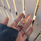 Minimalist Double Layer OT Chain Clavicle Necklace Punk Choker Collar Statement