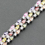 925 CZ Female Charm Line Bracelet Bangle Prom Wedding Jewelry Costume