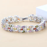 925 CZ Female Charm Line Bracelet Bangle Prom Wedding Jewelry Costume