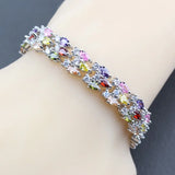 925 CZ Female Charm Line Bracelet Bangle Prom Wedding Jewelry Costume