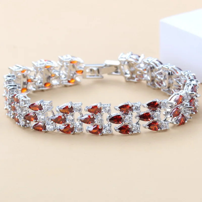 925 CZ Female Charm Line Bracelet Bangle Prom Wedding Jewelry Costume