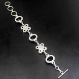 BlueTopaz Silver Chain Links Bracelet 7.75 Inch