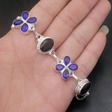 BlueTopaz Silver Chain Links Bracelet 7.75 Inch