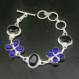 BlueTopaz Silver Chain Links Bracelet 7.75 Inch