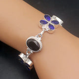 BlueTopaz Silver Chain Links Bracelet 7.75 Inch