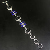 BlueTopaz Silver Chain Links Bracelet 7.75 Inch