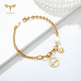 Devil Eye Beads Bracelet Resin Balls Stainless Steel Chain Fatima Hand