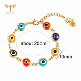 Devil Eye Beads Bracelet Resin Balls Stainless Steel Chain Fatima Hand
