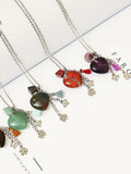 Colorful Heart Stone Perfume Bottle Necklace for Women