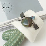 Colorful Heart Stone Perfume Bottle Necklace for Women