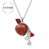 Colorful Heart Stone Perfume Bottle Necklace for Women