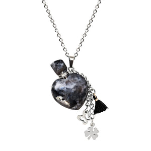 Colorful Heart Stone Perfume Bottle Necklace for Women