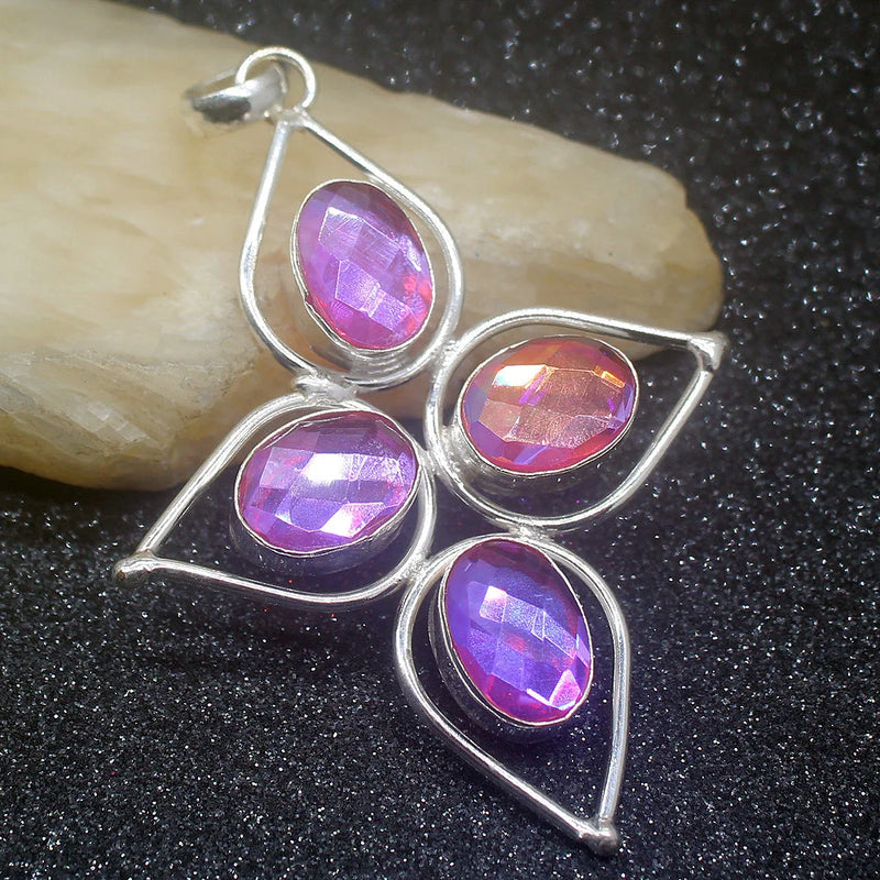 Hot Colorful Topaz Silver Pendant Necklace HD584