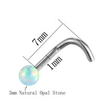Opal Stone Stud Earring 18G Titanium Nose Screw Body Jewelry