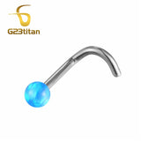 Opal Stone Stud Earring 18G Titanium Nose Screw Body Jewelry