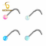 Opal Stone Stud Earring 18G Titanium Nose Screw Body Jewelry