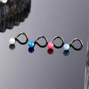 Opal Stone Stud Earring 18G Titanium Nose Screw Body Jewelry
