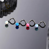 Opal Stone Stud Earring 18G Titanium Nose Screw Body Jewelry