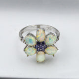 Pink Fire Opal Flower Ring for Lady