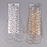12 Pairs/Set Big Circle Hoop Earrings Set Punk Brinco Round Earrings