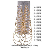 12 Pairs/Set Big Circle Hoop Earrings Set Punk Brinco Round Earrings