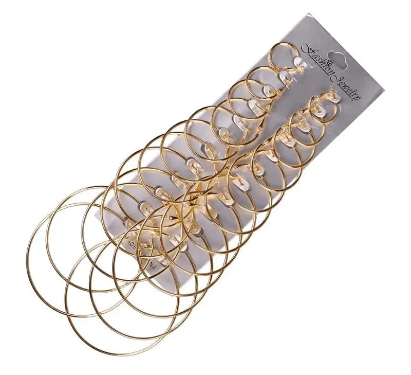 12 Pairs/Set Big Circle Hoop Earrings Set Punk Brinco Round Earrings