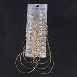 12 Pairs/Set Big Circle Hoop Earrings Set Punk Brinco Round Earrings