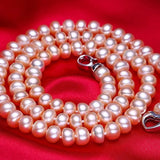 Natural Women Freshwater Pearl 925 Silver Necklace 45cm Length
