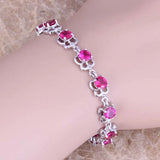 Stunning Red CZ Silver Plated Bracelet 7-8 inch