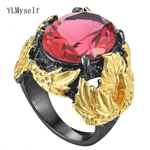 Big Oval Fuchsia Zircon Ring for Women