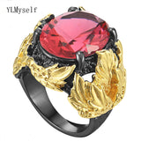 Big Oval Fuchsia Zircon Ring for Women