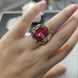 Big Oval Fuchsia Zircon Ring for Women