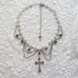 Cross Princess Rosary Gothic Necklace Grunge Y2K Style Women Jewelry