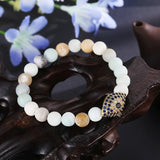 Sandstone Beads Bracelet Copper Zircon Eye Shape Bangle