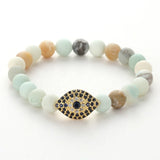 Sandstone Beads Bracelet Copper Zircon Eye Shape Bangle