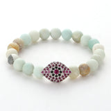 Sandstone Beads Bracelet Copper Zircon Eye Shape Bangle
