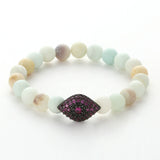 Sandstone Beads Bracelet Copper Zircon Eye Shape Bangle