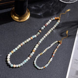 Amazonite Beaded Choker Anklet Set Stainless Steel Lobster Clasp