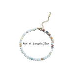 Amazonite Beaded Choker Anklet Set Stainless Steel Lobster Clasp