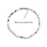 Amazonite Beaded Choker Anklet Set Stainless Steel Lobster Clasp