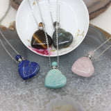 Amazonite Labradorite Heart Perfume Bottle Charms Necklace