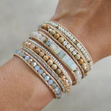 Amazonite Mix 5 Wrap Bracelet, Boho Beadwork Box Chain Unisex Bracelet