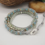 Amazonite Triple Wrap Bracelet Geometric Crystal Copper Beads Boho