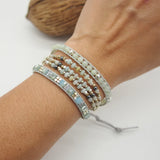 Amazonite Triple Wrap Bracelet Geometric Crystal Copper Beads Boho