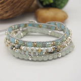 Amazonite Triple Wrap Bracelet Geometric Crystal Copper Beads Boho