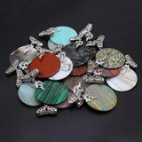 Amazonite Turquoise Agate Shell Stone Round Pendants for Jewelry Making