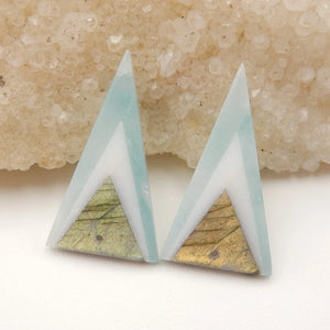 Amazonite Jade Labradorite Gemstone Earrings Bead 33x20x4mm