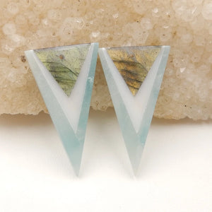 Amazonite Jade Labradorite Gemstone Earrings Bead 33x20x4mm